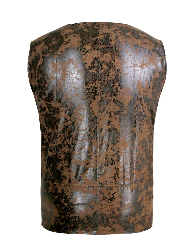 Herren Steampunk Retro Schnür Leder Weste Western Cowboy Weste