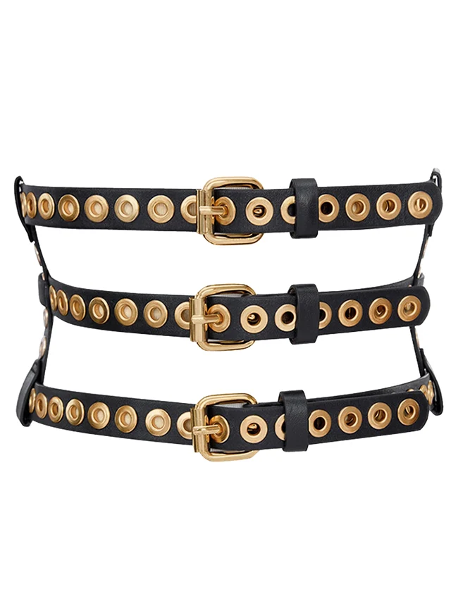 Mode Kunstleder Metallloch Retro Schnalle Taille Cinch Gürtel