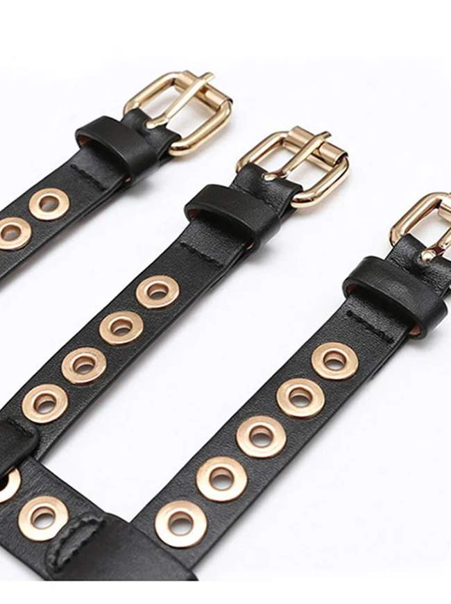 Mode Kunstleder Metallloch Retro Schnalle Taille Cinch Gürtel