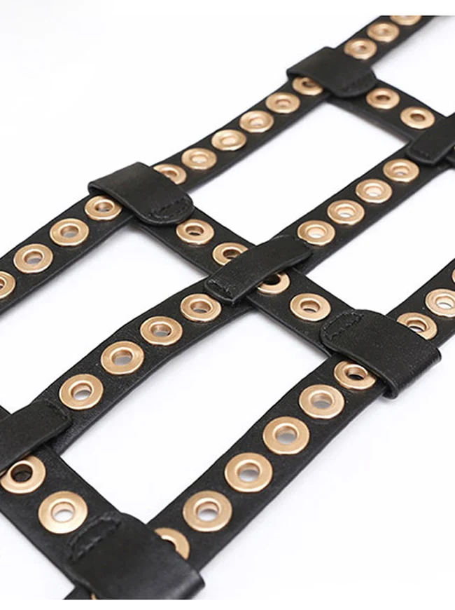 Mode Kunstleder Metallloch Retro Schnalle Taille Cinch Gürtel