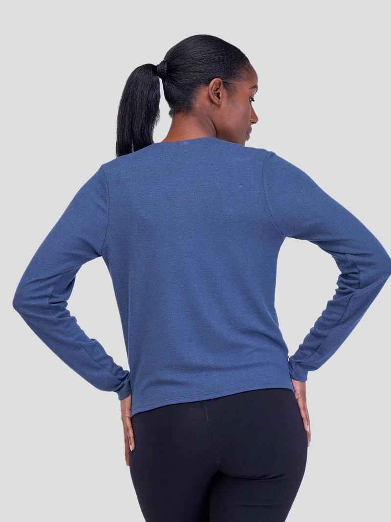 Vivo Short Side Pleat Sweater - Teal