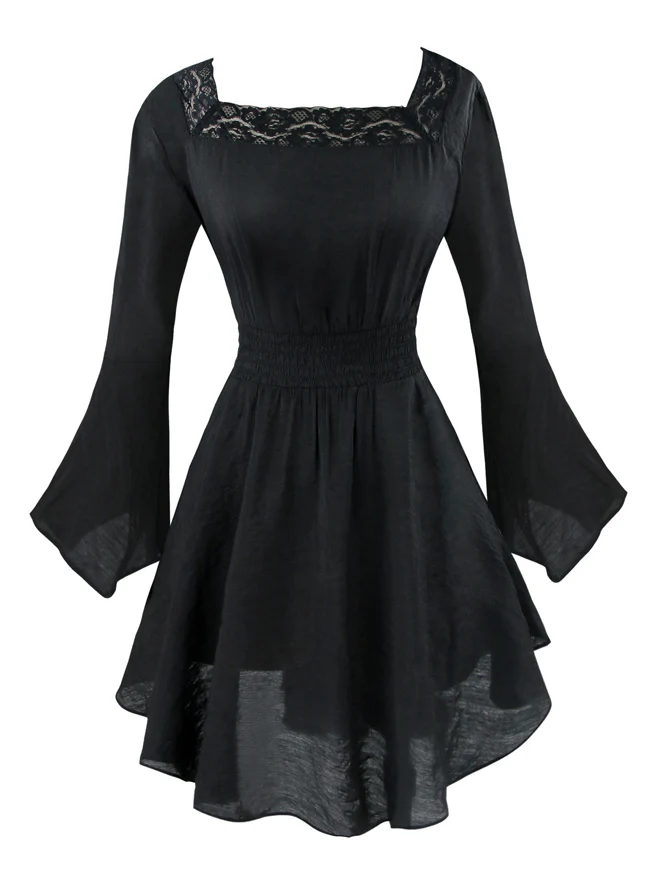 Victorian Gothic Tencel Cotton Lace Korsett Top Tunika Kleid