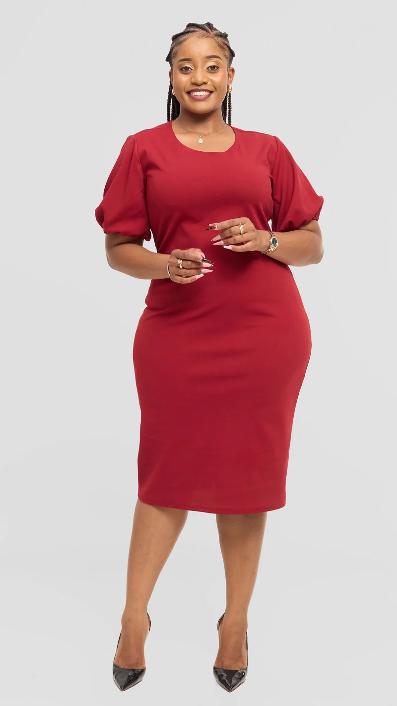 Lizola Terry Bodycon Dress - Red