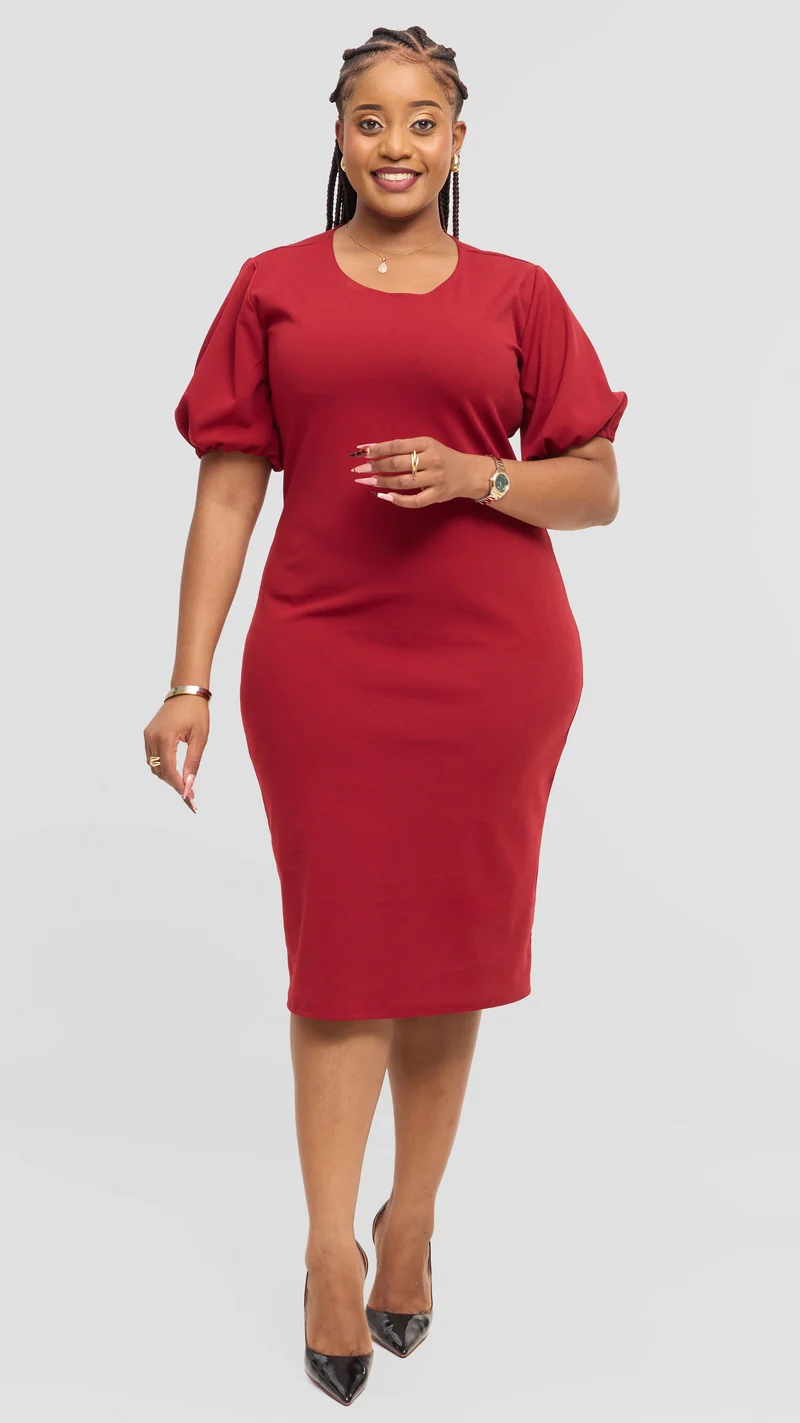 Lizola Terry Bodycon Dress - Red