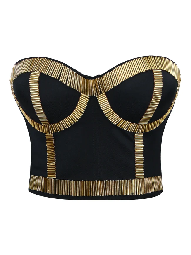 Punk Metallic Stick Clubwear Party Bustier BH Crop Top
