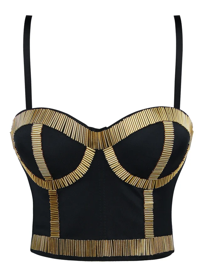 Punk Metallic Stick Clubwear Party Bustier BH Crop Top