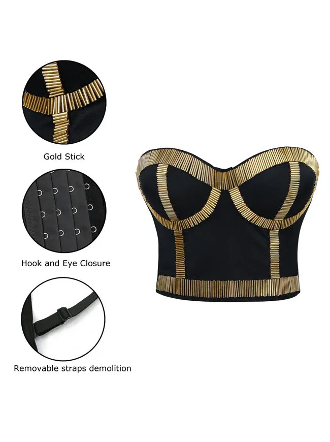 Punk Metallic Stick Clubwear Party Bustier BH Crop Top