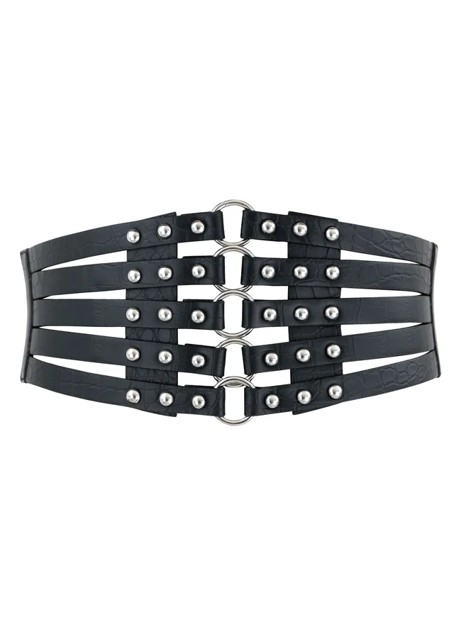 Vintage Retro Mode Kunstleder Steampunk Niet Elastic Waist Cinch Gürtel