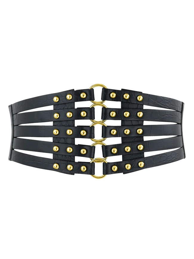 Vintage Retro Mode Kunstleder Steampunk Niet Elastic Waist Cinch Gürtel