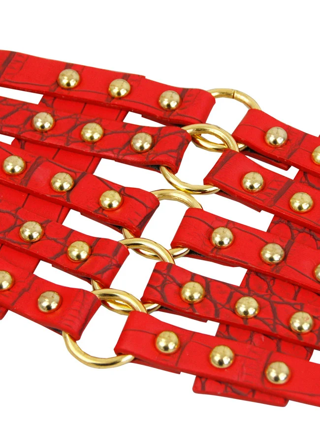Vintage Retro Mode Kunstleder Steampunk Niet Elastic Waist Cinch Gürtel