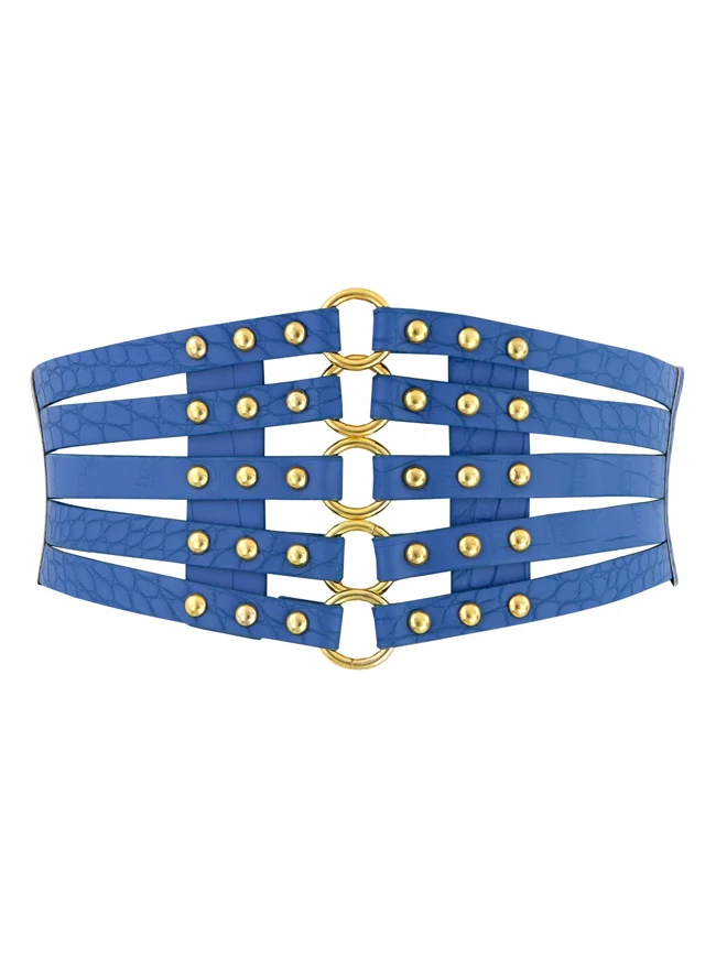 Vintage Retro Mode Kunstleder Steampunk Niet Elastic Waist Cinch Gürtel