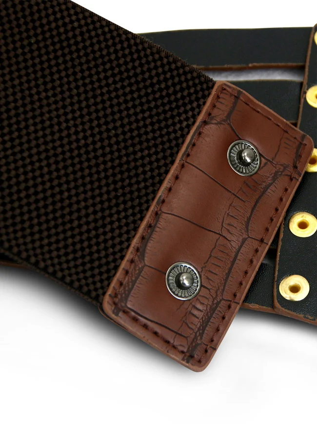Vintage Retro Mode Kunstleder Steampunk Niet Elastic Waist Cinch Gürtel