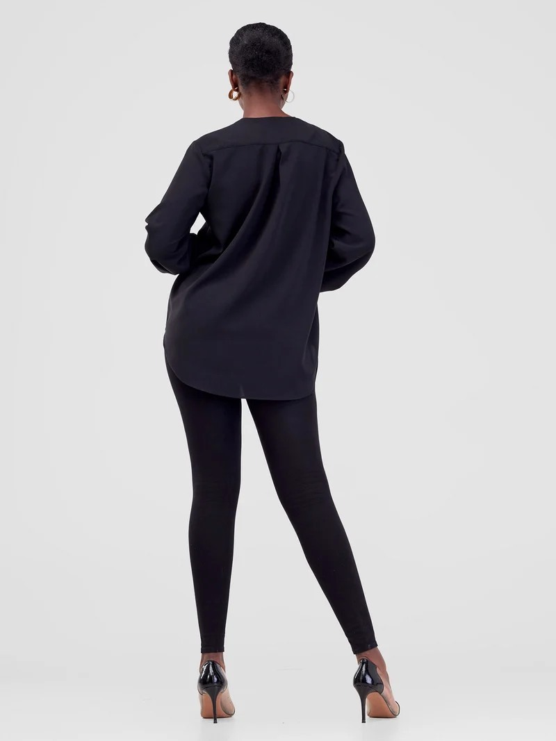 Vivo Dua Long Bishop Sleeve Top - Black Zoom
