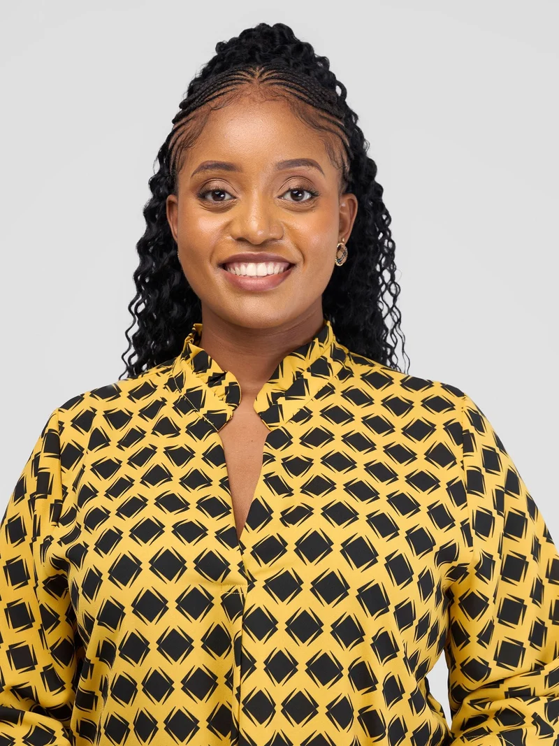 Vivo Saida 3/4 Sleeve Top - Mustard/Black Gola Print