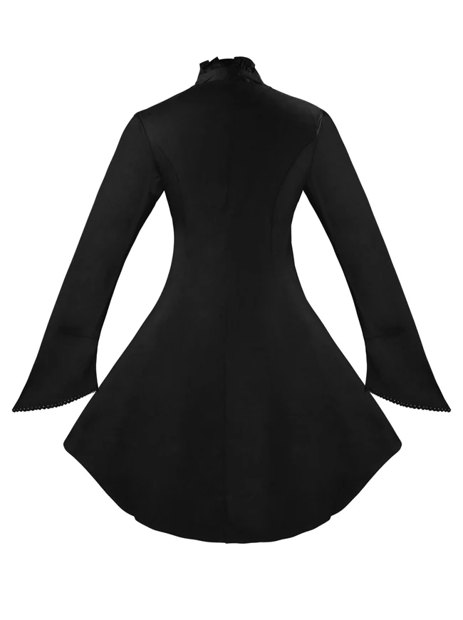 Gothic Vintage High Neck Langarm Button Down Jackenmantel