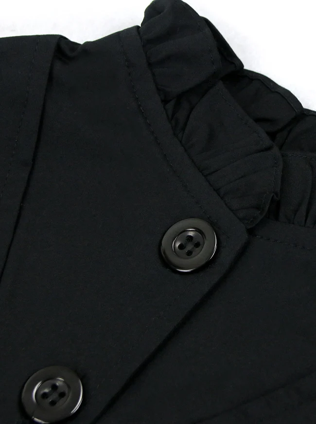 Gothic Vintage High Neck Langarm Button Down Jackenmantel