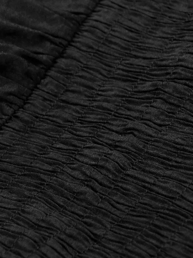 Langärmlige schulterfreie Bluse mit Spitzenbesatz
