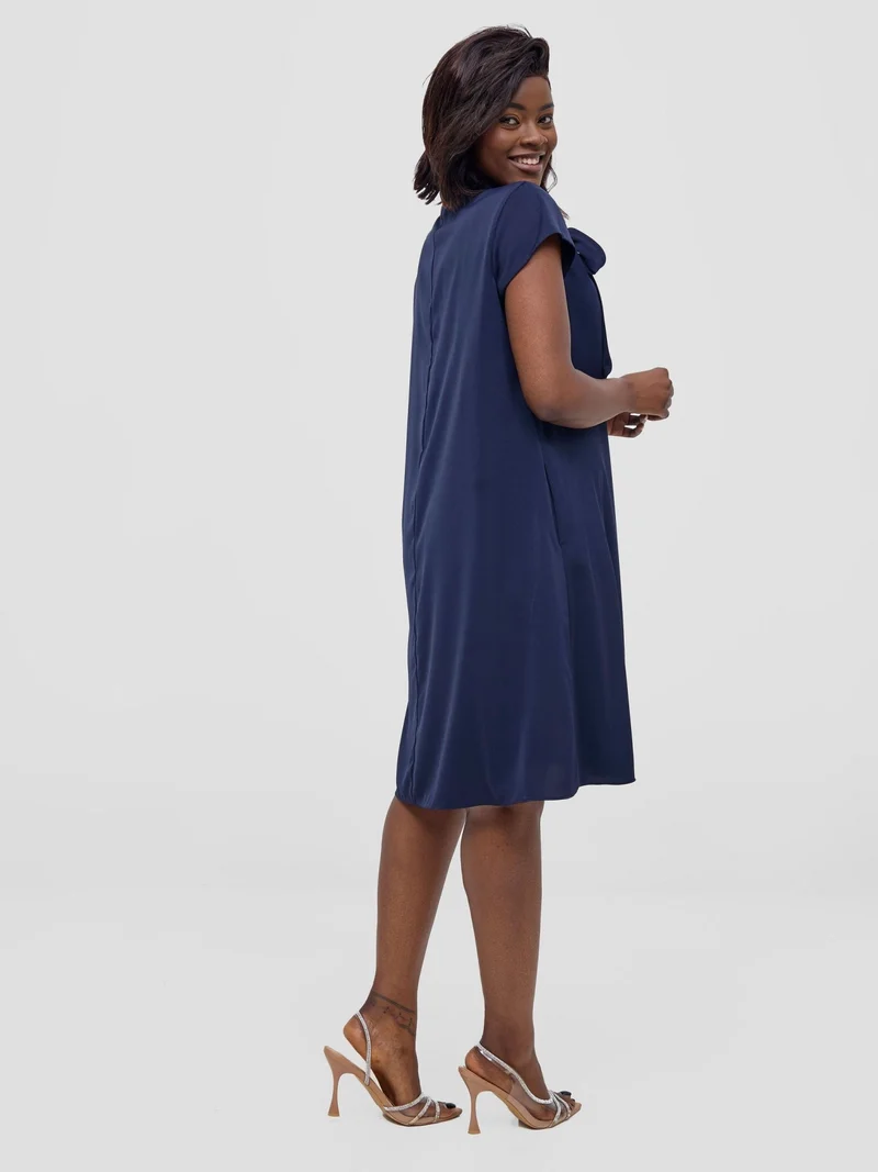 Vivo Niari Tent Dress in Crepe - Navy Blue