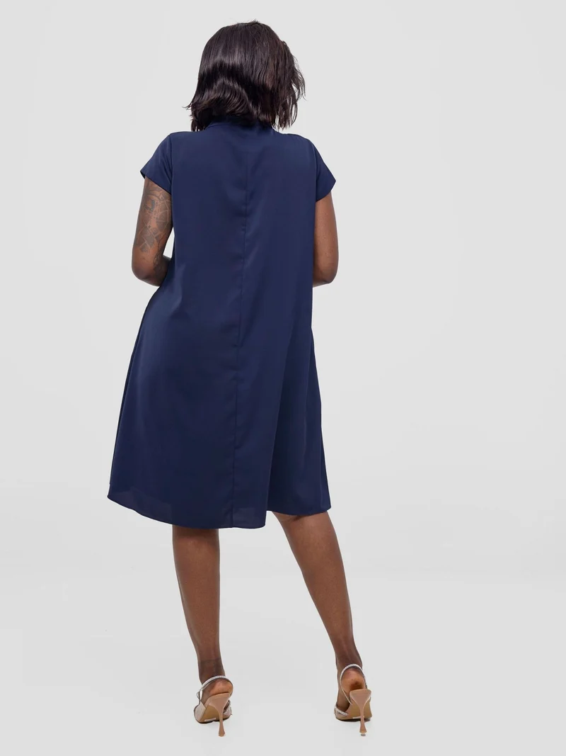 Vivo Niari Tent Dress in Crepe - Navy Blue