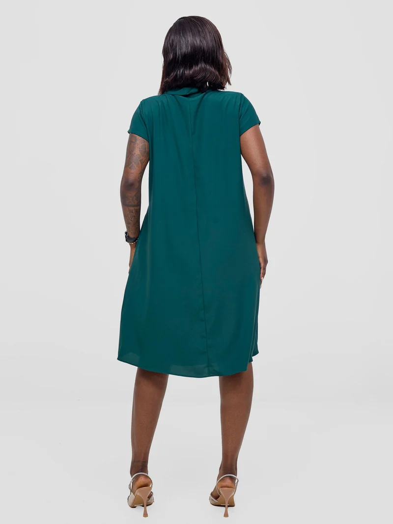 Vivo Niari Tent Dress in Crepe - Dark Green