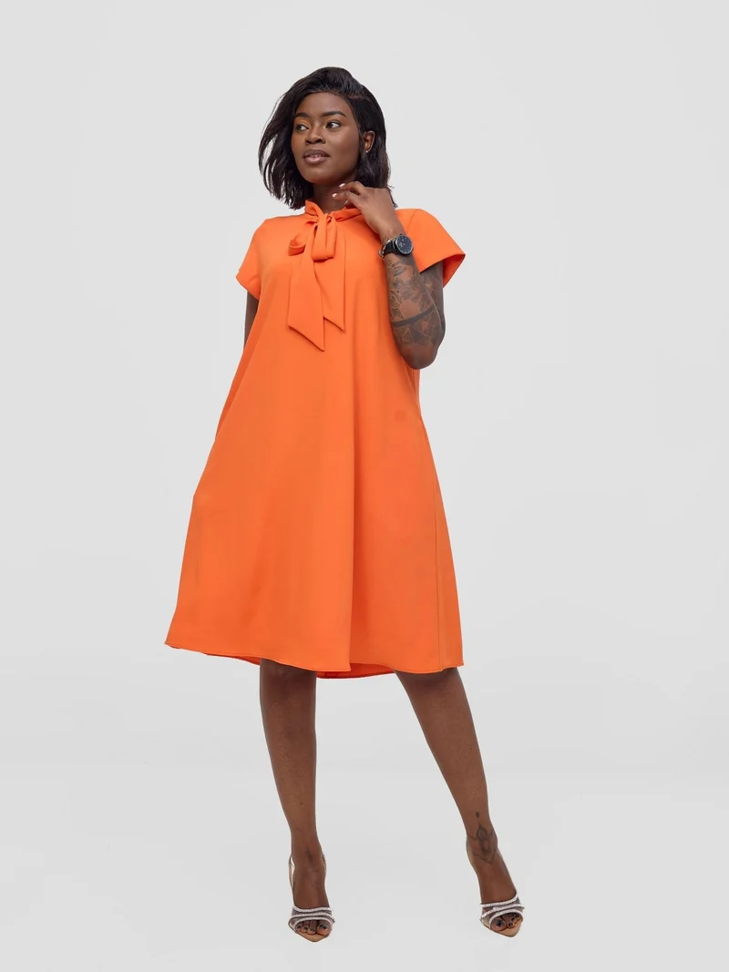 Vivo Niari Tent Dress in Crepe - Orange