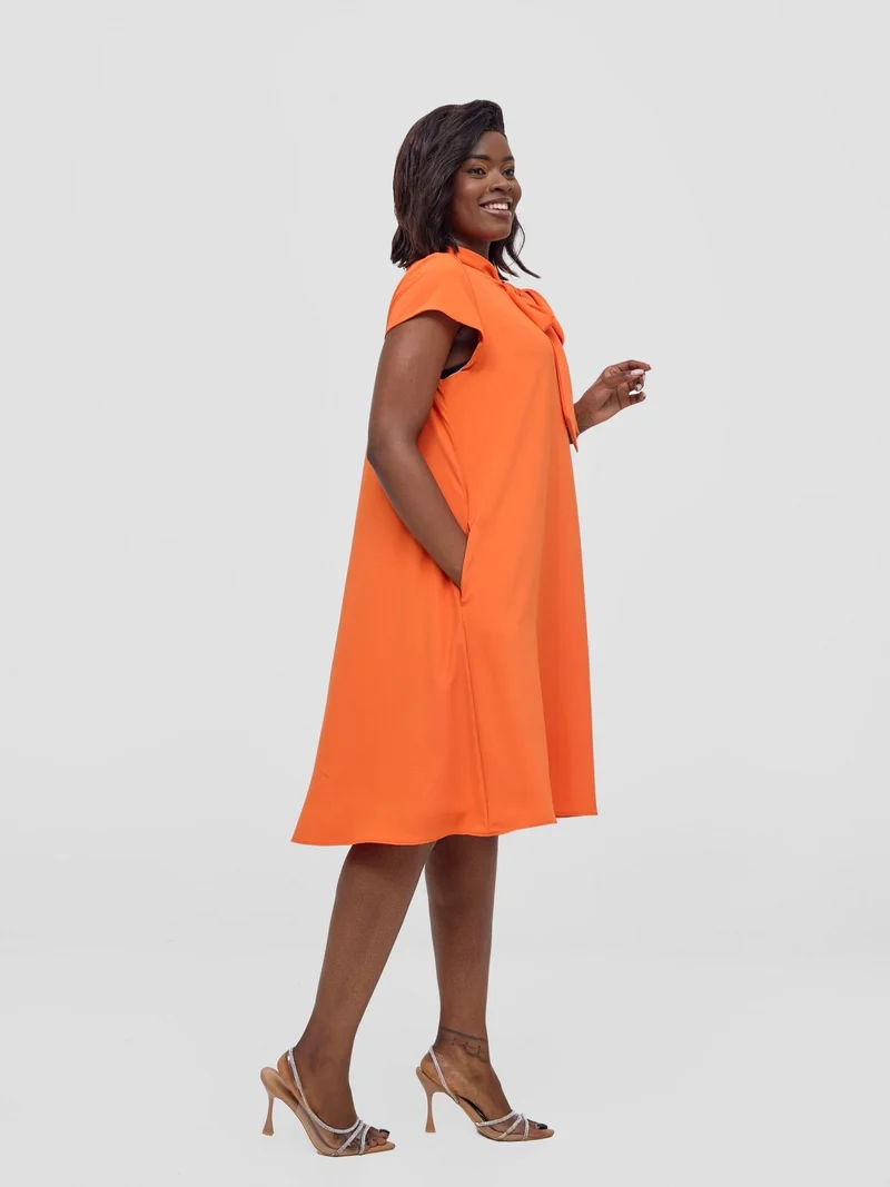 Vivo Niari Tent Dress in Crepe - Orange