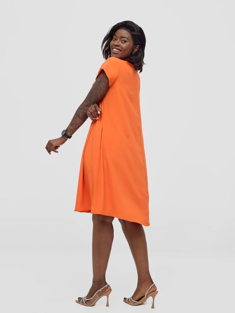 Vivo Niari Tent Dress in Crepe - Orange