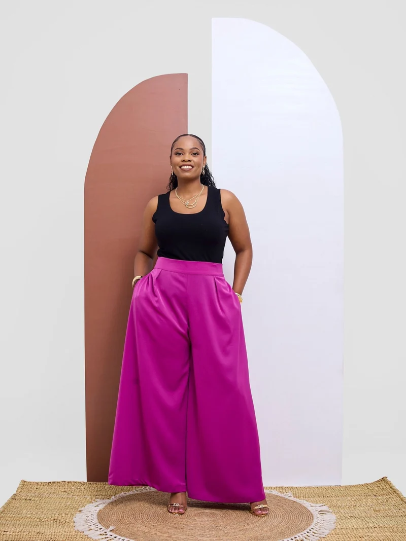Vivo Basic Crepe Pants - Magenta