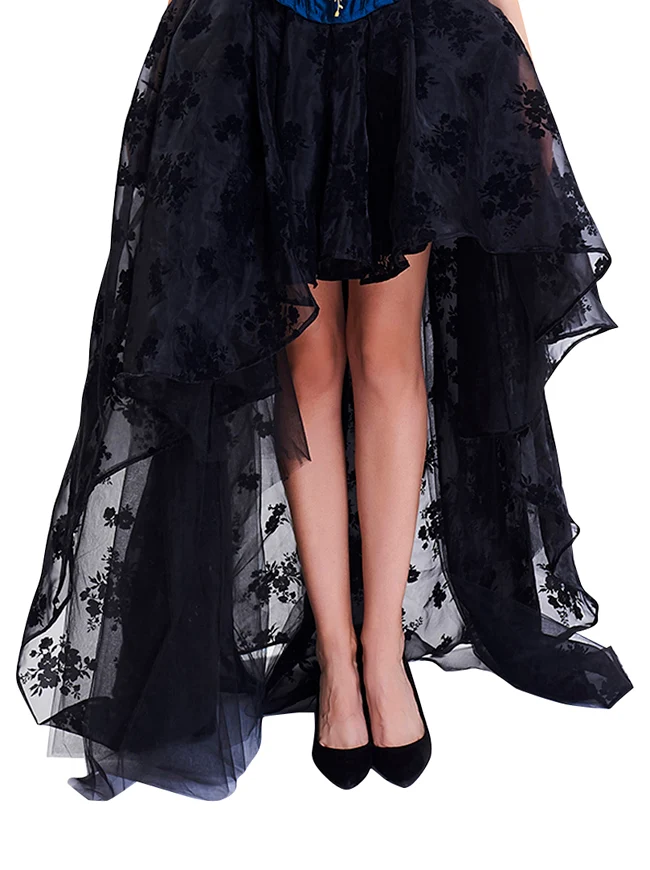 Steampunk Gothic Irregular Blumendruck High Low Party Rock