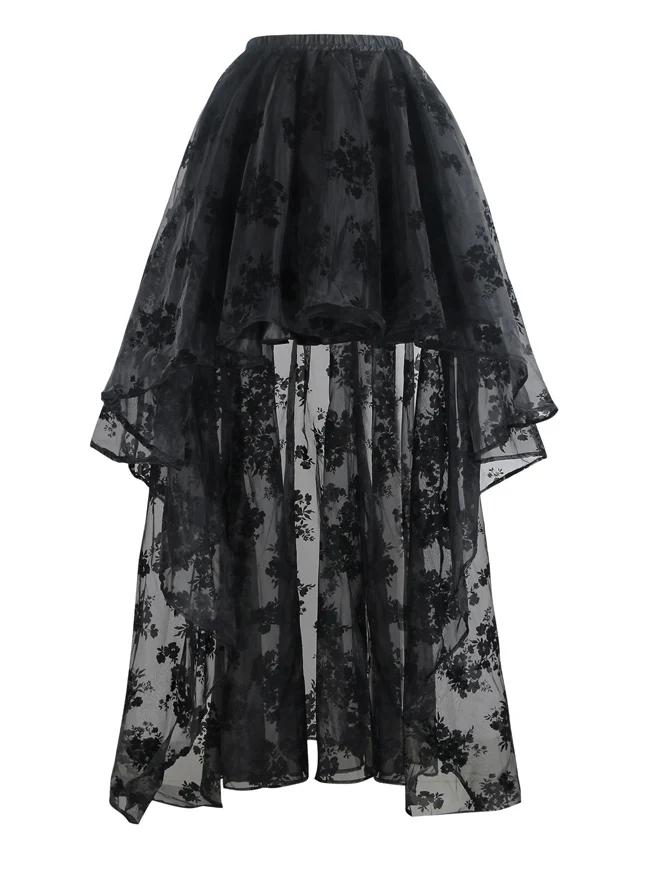 Steampunk Gothic Irregular Blumendruck High Low Party Rock
