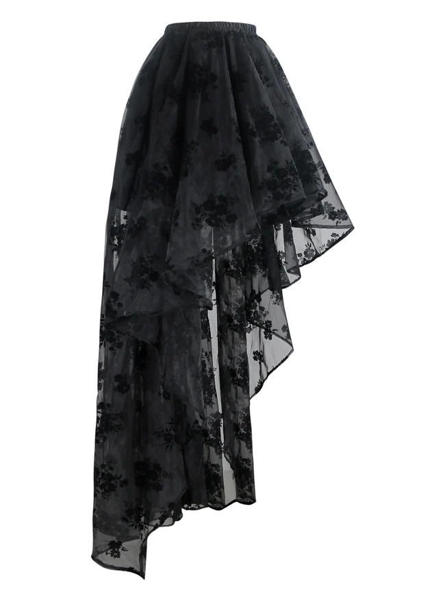 Steampunk Gothic Irregular Blumendruck High Low Party Rock