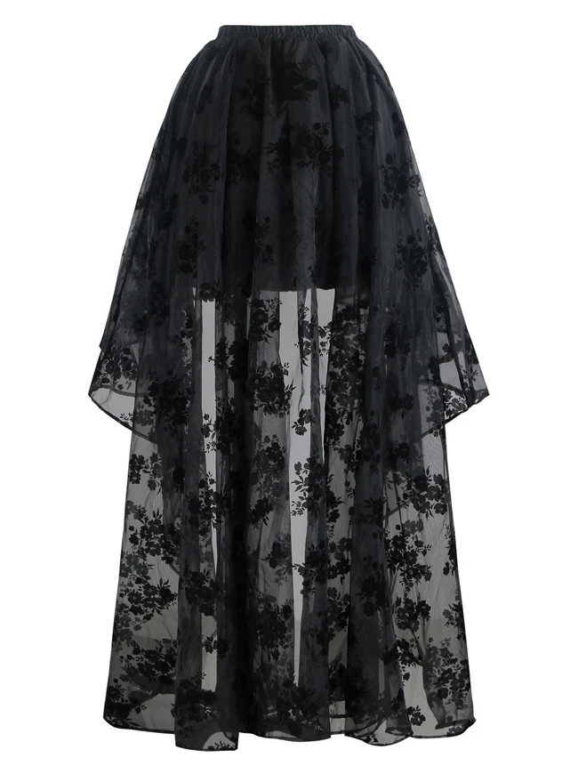 Steampunk Gothic Irregular Blumendruck High Low Party Rock