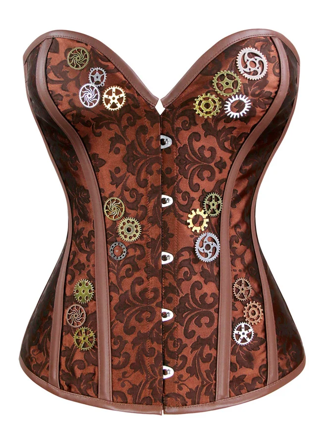 Steampunk Gothic Jacquard Overbust Korsett Taille Cincher Bustier