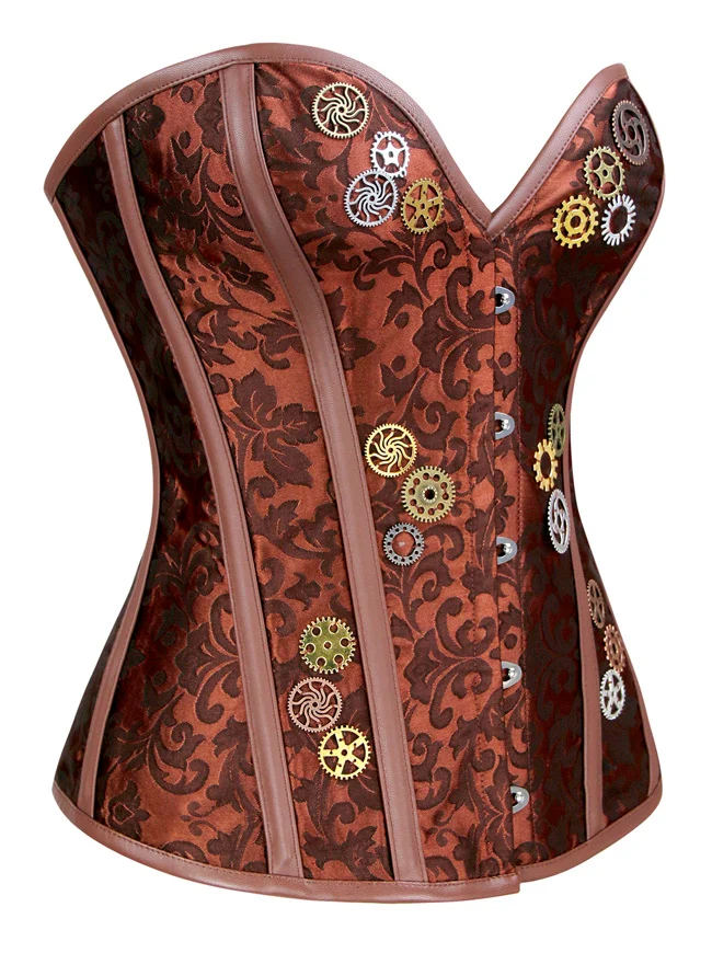 Steampunk Gothic Jacquard Overbust Korsett Taille Cincher Bustier