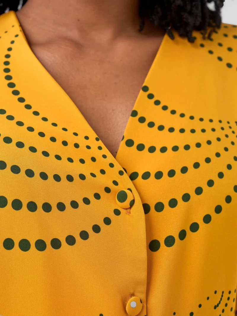Vivo Nasinka Maxi Shirt Dress - Mustard / Green Sinka Print