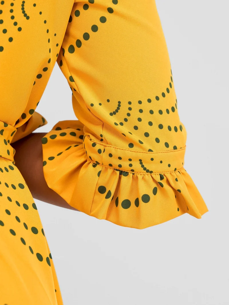 Vivo Nasinka Maxi Shirt Dress - Mustard / Green Sinka Print