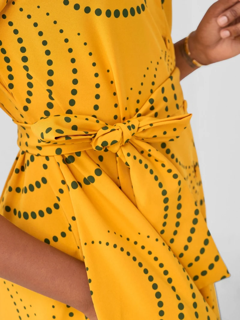 Vivo Nasinka Maxi Shirt Dress - Mustard / Green Sinka Print