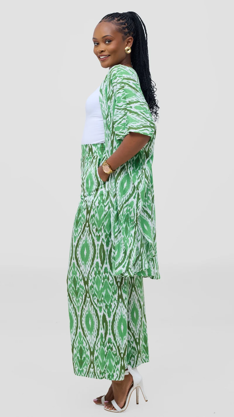 Vivo Samira Wide Kimono - Green / Dark Green Print