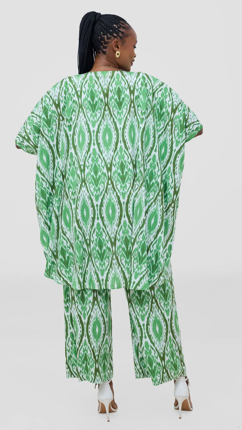 Vivo Samira Wide Kimono - Green / Dark Green Print