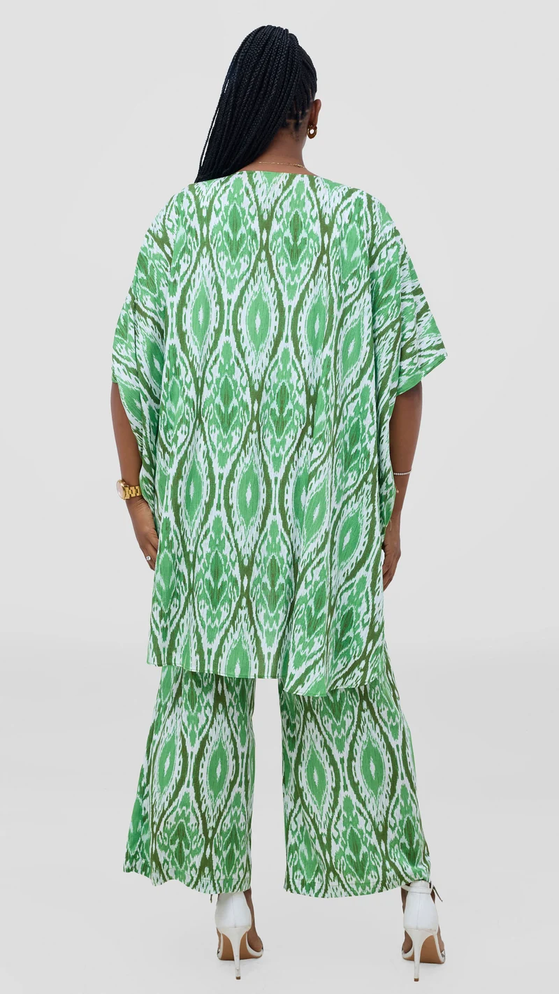 Vivo Samira Wide Kimono - Green / Dark Green Print