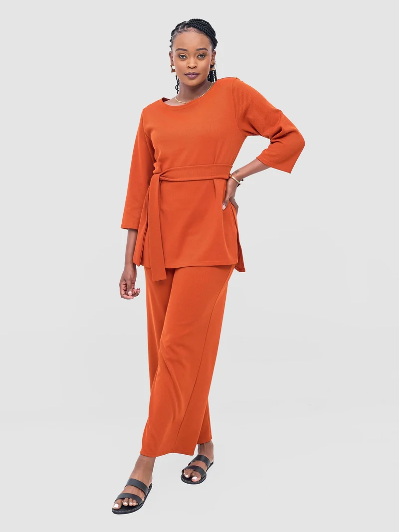 Vivo Rema Straight Leg Pants - Burnt Orange