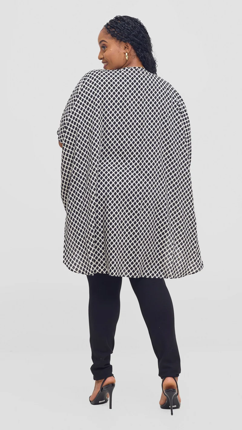 Vivo Samira Wide Kimono - White / Black Print