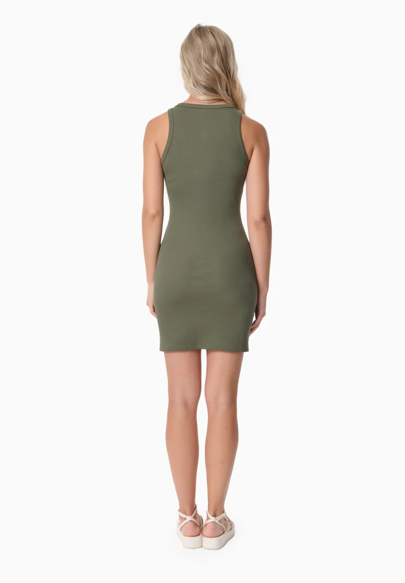 DERREN | Geripptes Kleid aus Bio-Baumwolle