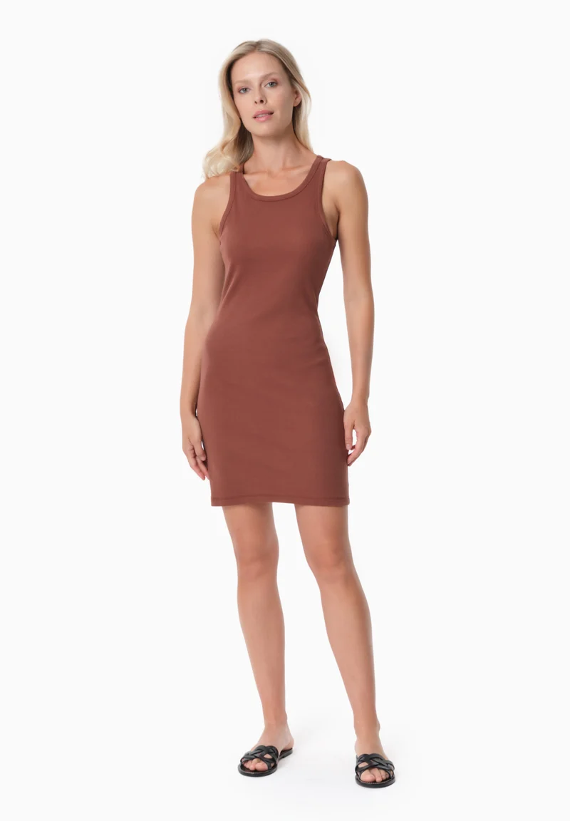 DERREN | Geripptes Kleid aus Bio-Baumwolle