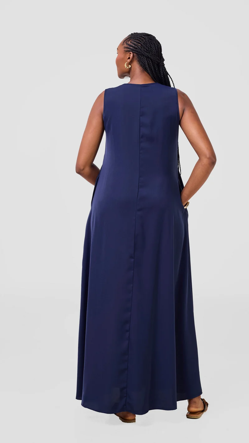 Vivo Basic Sleeveless Tent Maxi Dress - Navy
