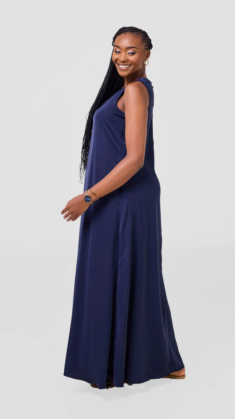 Vivo Basic Sleeveless Tent Maxi Dress - Navy