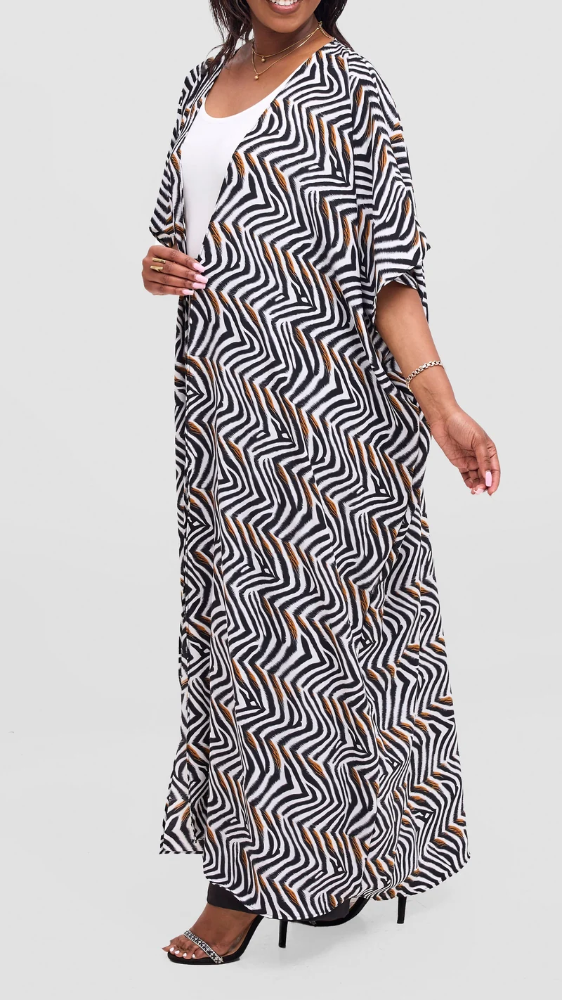 Vivo Samira Wide Kimono - Black / Off White Print