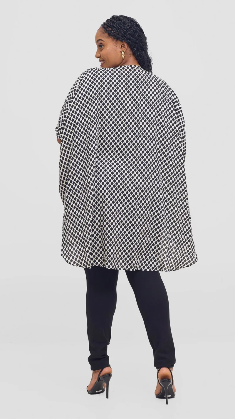 Vivo Samira Wide Kimono - Cream / Black Print