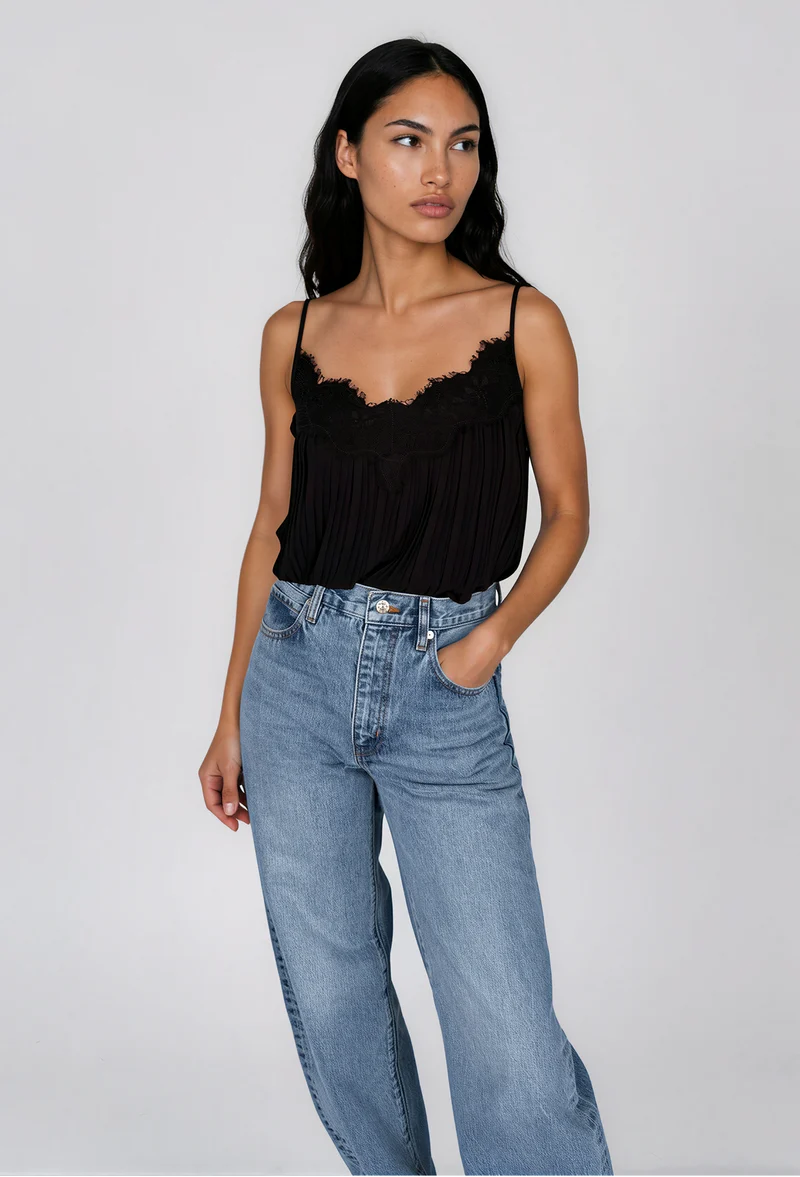 Camisole en chiffon plissé avec dentelle - Willow