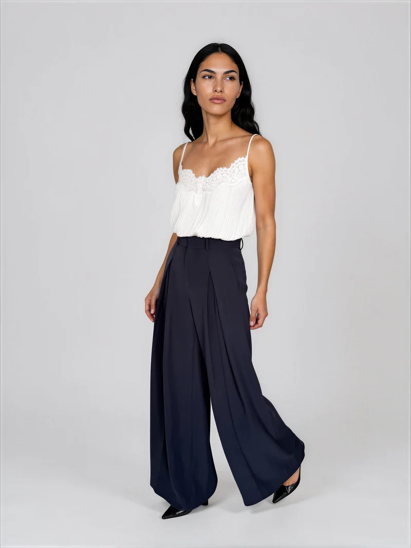 Camisole en chiffon plissé avec dentelle - Willow